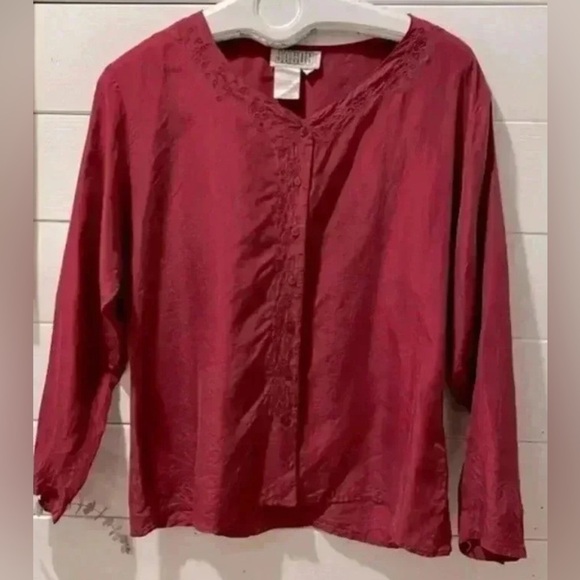 VINTAGE JACOB red  silk blouse size S - Picture 1 of 9